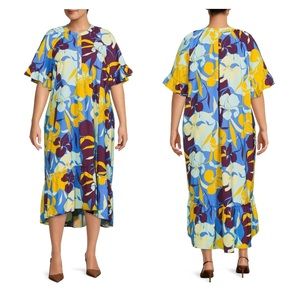 NWT Terra & Sky Women's Tiered Dress with Ruffle Sleeves Size 2X